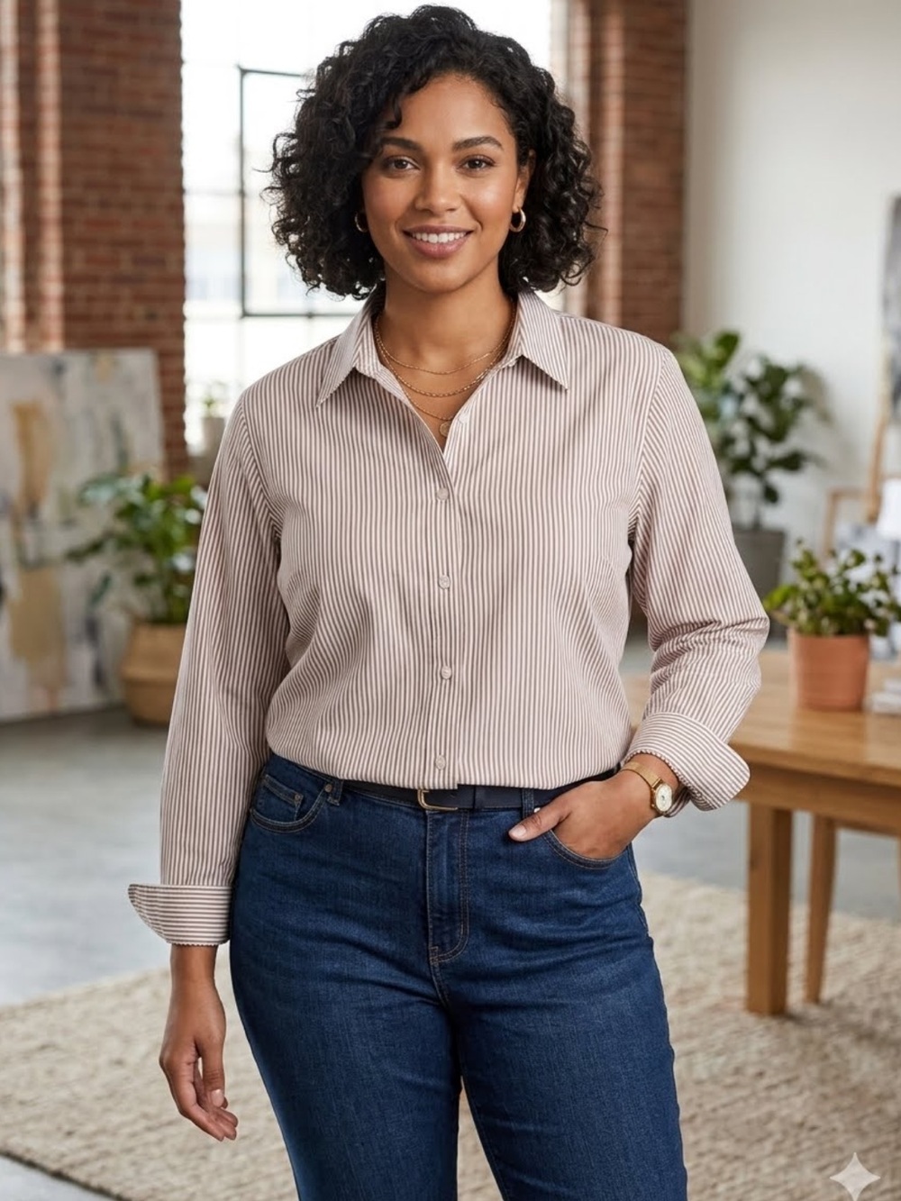 Chaps women's long-sleeve striped button-down shirt size 2xl